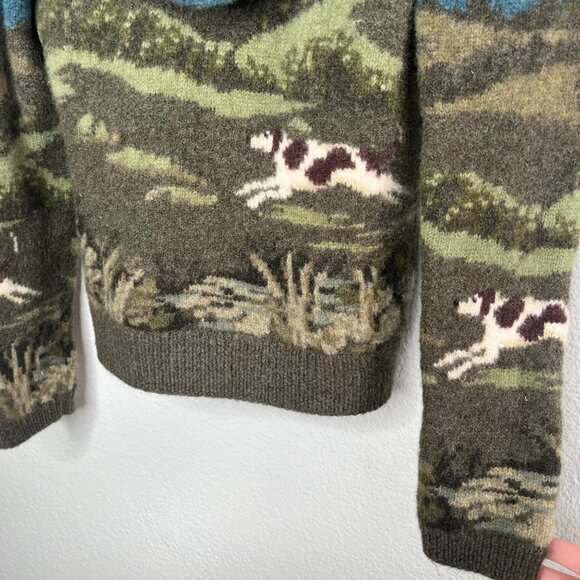 Lauren Ralph Lauren Hand Knit Wool dog hunting Zip Hoodie Jacket PM - Picture 7 of 10